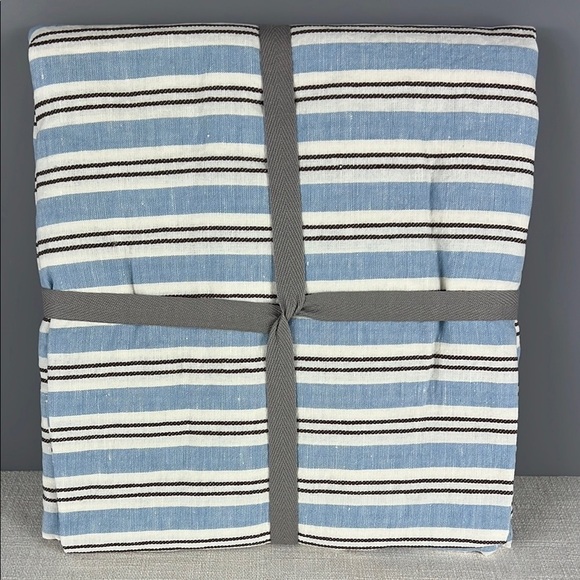 Piglet in Bed European Linen Square Pillowcases Bluebell Striped Set of 2 NEW - Picture 1 of 5